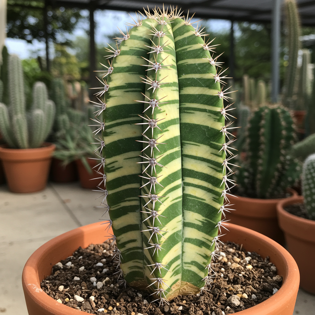 Elongated Cactus Plant - Variegated