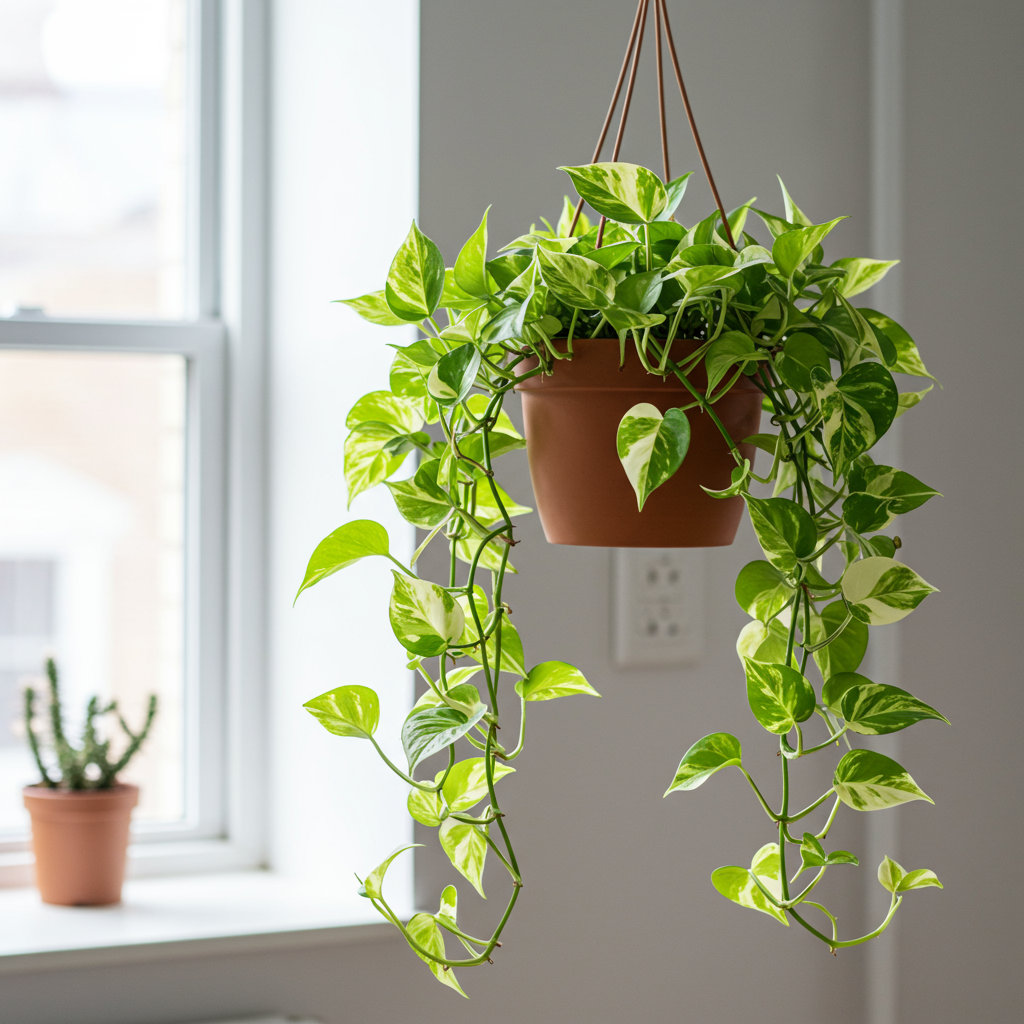 Money Plant Variegated With Hanging Pot