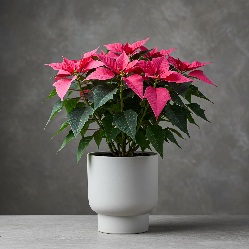 Poinsettia Pink Plant with Oslo Planter