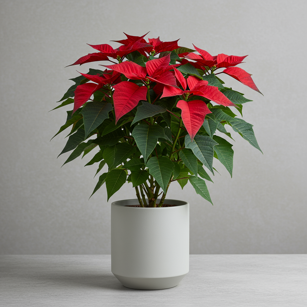Poinsettia Red Plant with Oslo Planter